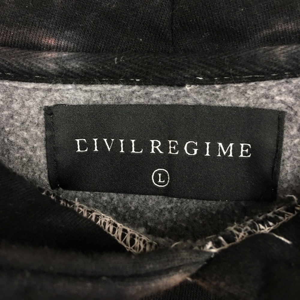 CIVIL REGIME White Rose With Lighting Tie Dye Unisex Hoodie Pullover Size L - Picture 8 of 11